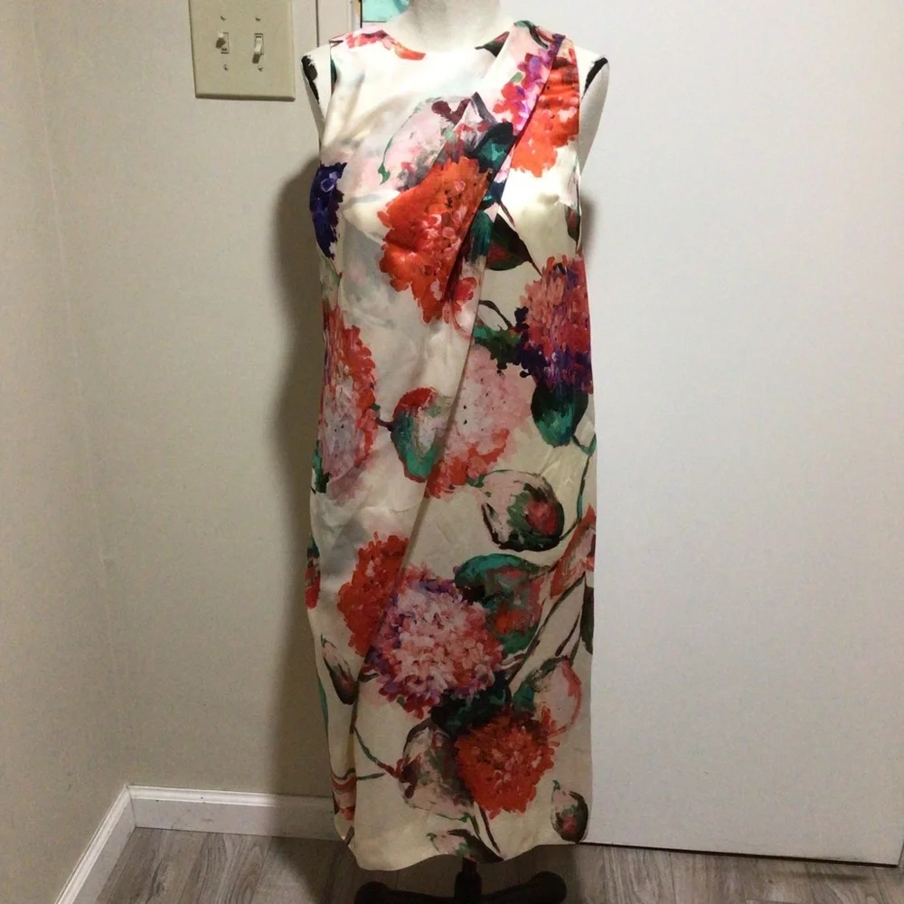 Laviniaturra draped floral hydrangea print dress M - Picture 1 of 7